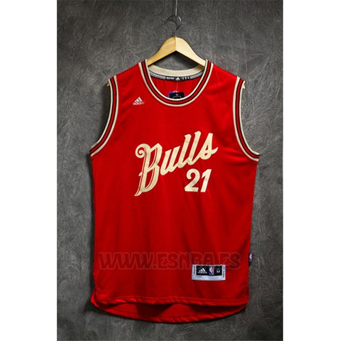 Camiseta Navidad 2015 Chicago Bulls Jimmy Butler #21 Rojo